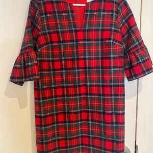 Vineyard Vines Red Plaid Bell Sleeve Holiday Dress